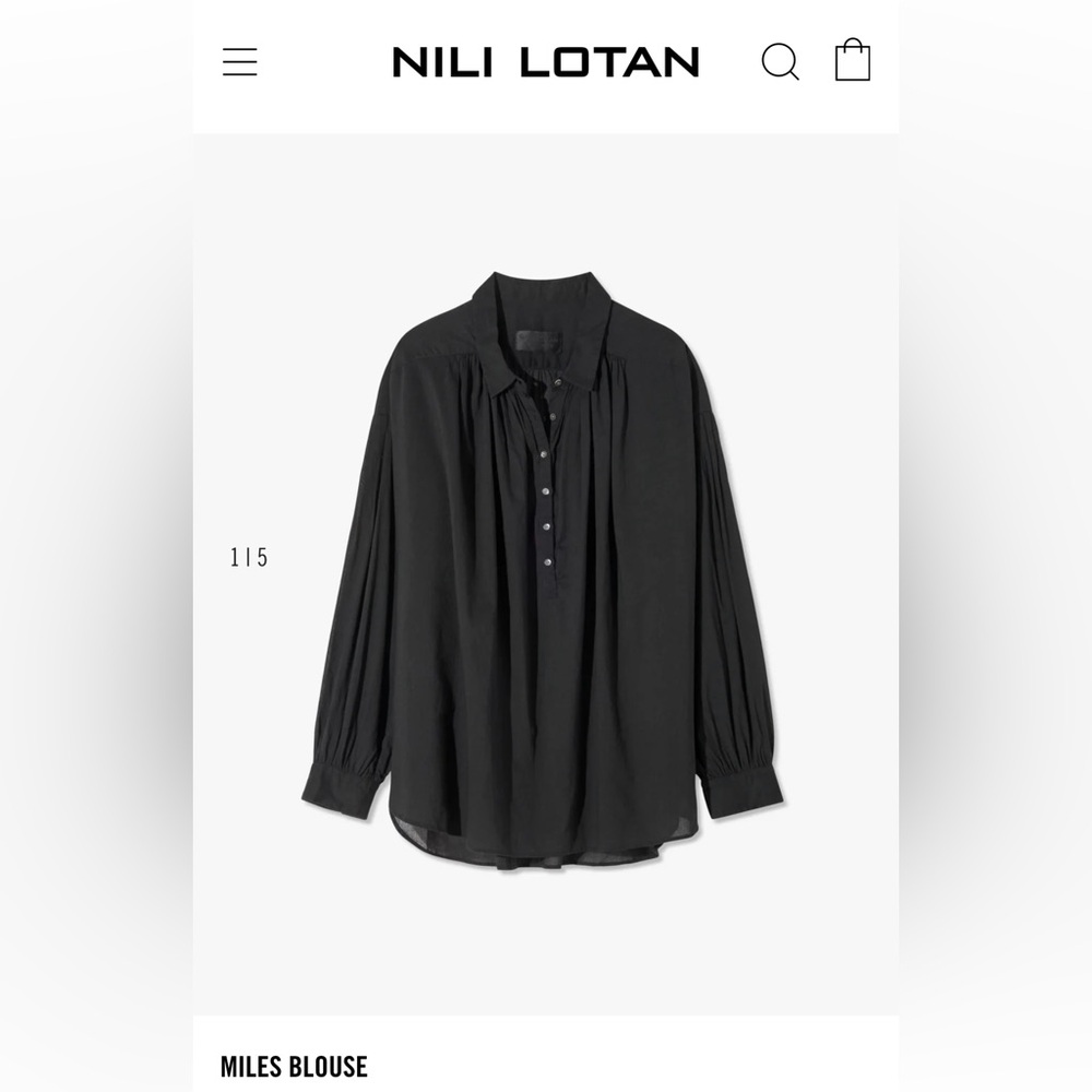 LAST CHANCE - Nili Lotan black Miles blouse size small
